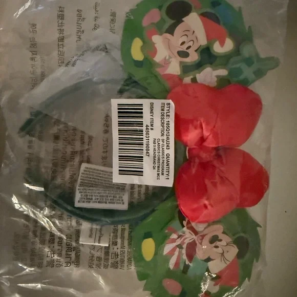 Disney Mickey and Minnie Festive Headband with Red Bow - Picture 4 of 4